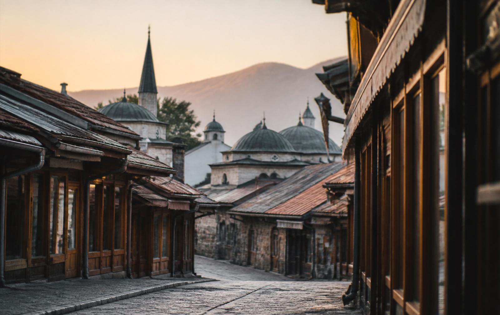 Baščaršija-basaren i Sarajevo ved solnedgang